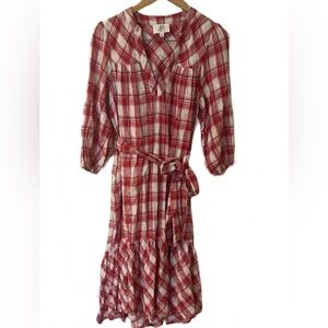 Anthropologie • dRA Red & White Plaid Prairie Style Dress || Size Small Women’s
